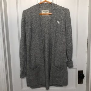 Long Grey Abercrombie Cardigan with Pockets
